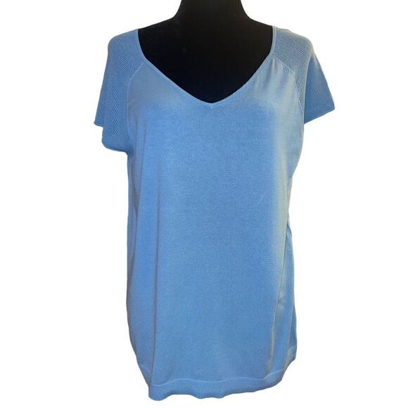 LOFT Tops - Loft Double v-Neck Cap Sleeves Seafoam Green Top Size Large